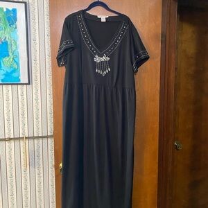 Silhouette Black Maxi Dress with Beaded Accents